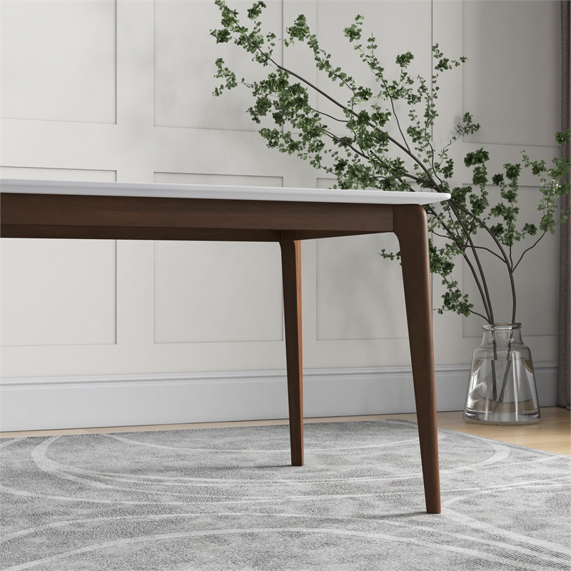 Sella Modern Solid Wood Walnut White Top Rectangular Kitchen&Dining Room Table