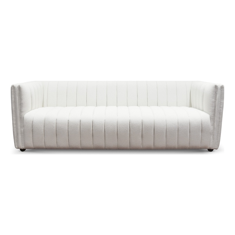Rasem Modern Luxry Tight Tufted Back Cream French Boucle Fabric Couch