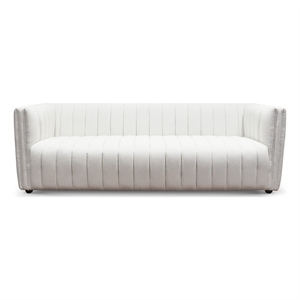 Rasem Modern Luxry Tight Tufted Back Cream French Boucle Fabric Couch