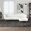 Allen Chesterfield Cream French Boucle Fabric Right-Facing Sectional Couch