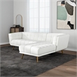 Allen Chesterfield Cream French Boucle Fabric Right-Facing Sectional Couch