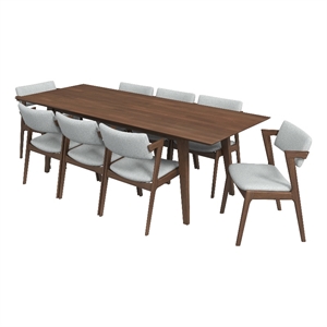 Adams 9-Piece Solid Wood Walnut Dining Room&Kitchen Furniture Set