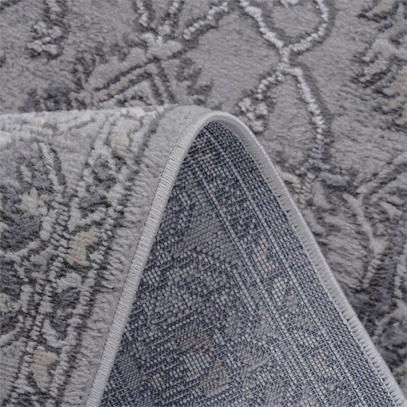 Usak Collection 2' x 8' Ivory/Silver Oriental Distressed Non-Shedding Area Rug