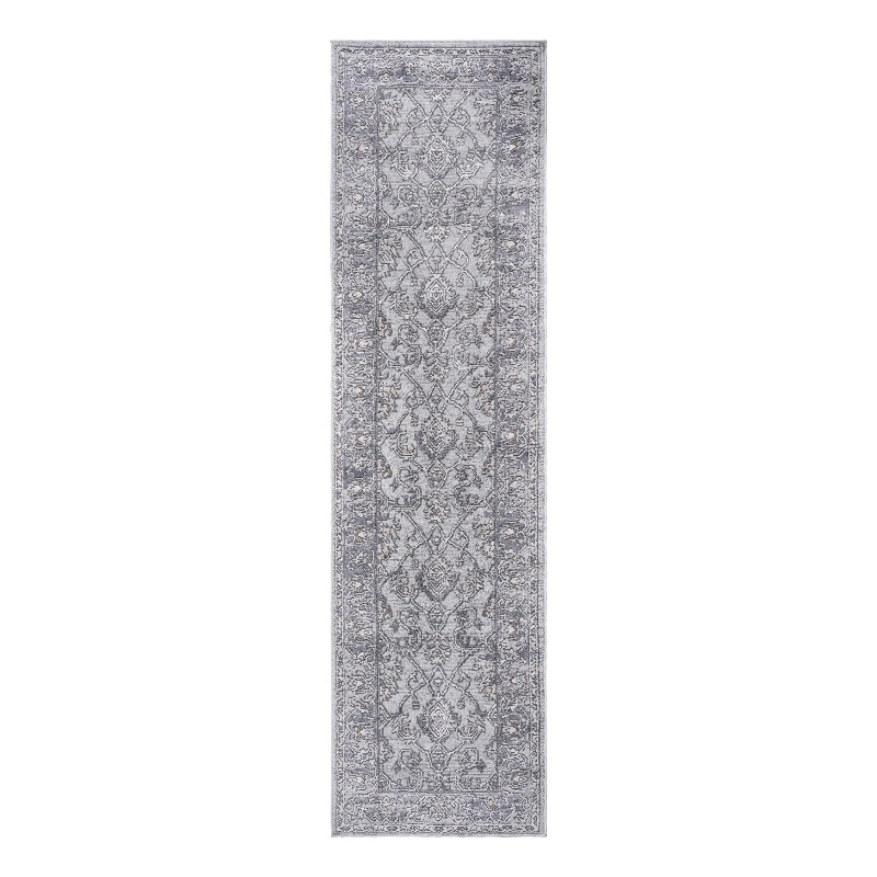 Usak Collection 2' x 8' Ivory/Silver Oriental Distressed Non-Shedding Area Rug