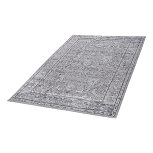 Usak Collection 7' x 10' Ivory/Silver Oriental Distressed Non-Shedding Area Rug