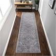 Usak Collection 2' x 8' Gray/Blue Oriental Distressed Non-Shedding Area Rug