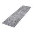 Usak Collection 2' x 8' Gray/Blue Oriental Distressed Non-Shedding Area Rug