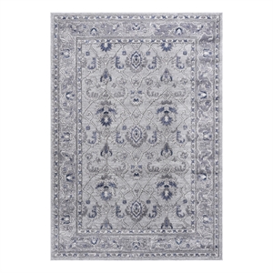 Usak Collection 5' x 7' Gray/Blue Oriental Distressed Non-Shedding Area Rug
