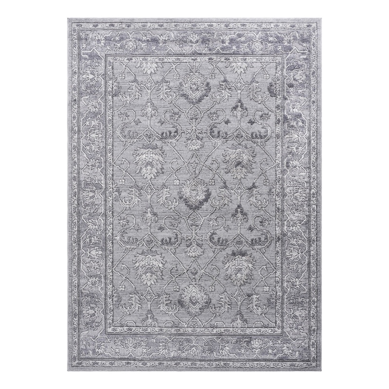 Usak Collection 5' x 7' Gray Oriental Distressed Non-Shedding Area Rug