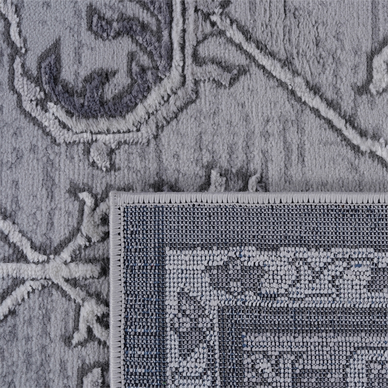 Usak Collection 7' x 10' Gray Oriental Distressed Non-Shedding Area Rug