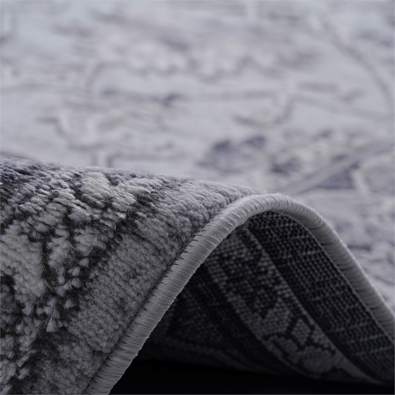 Usak Collection 7' x 10' Gray Oriental Distressed Non-Shedding Area Rug
