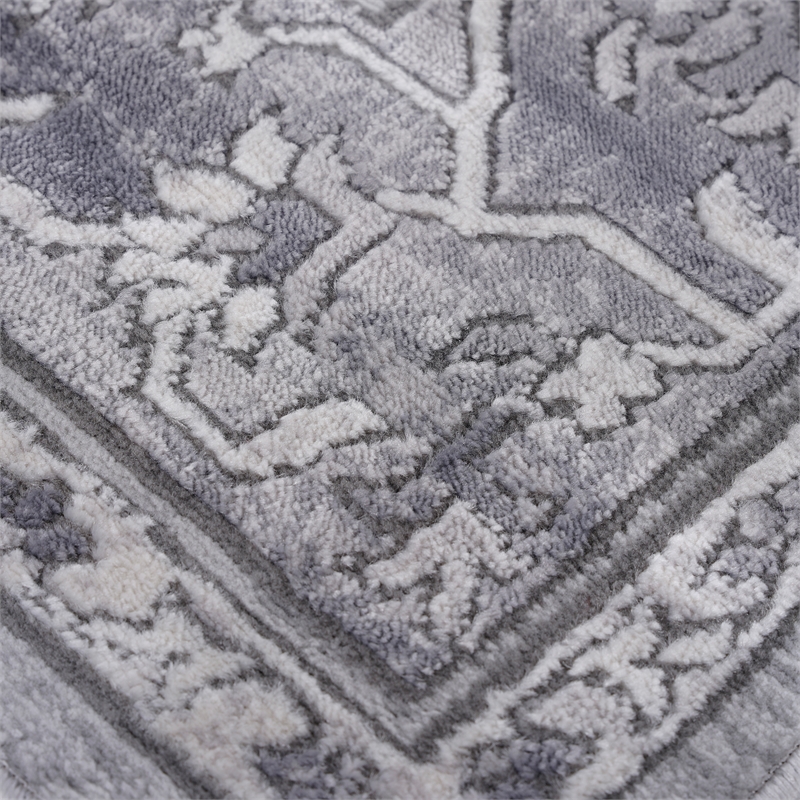 Usak Collection 7' x 10' Gray Oriental Distressed Non-Shedding Area Rug
