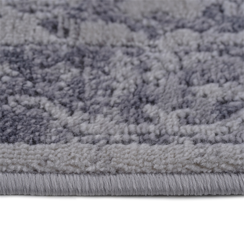 Usak Collection 2' x 8' Silver Oriental Distressed Non-Shedding Area Rug