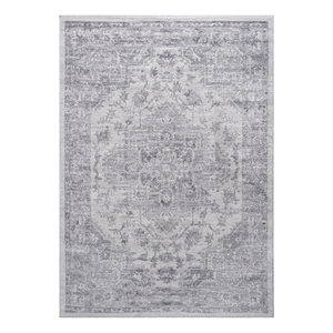 Usak Collection 5' x 7' Silver Oriental Distressed Non-Shedding Area Rug