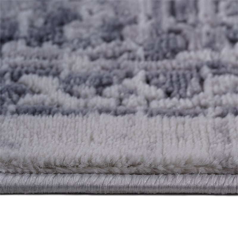 Usak Collection 6' x 9' Silver Oriental Distressed Non-Shedding Area Rug