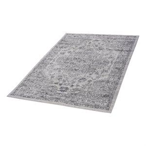 Usak Collection 6' x 9' Silver Oriental Distressed Non-Shedding Area Rug