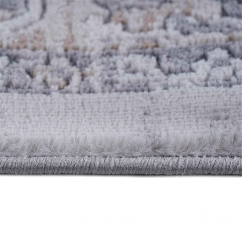 Usak Collection 7' x 10' Ivory/Beige Oriental Distressed Non-Shedding Area Rug