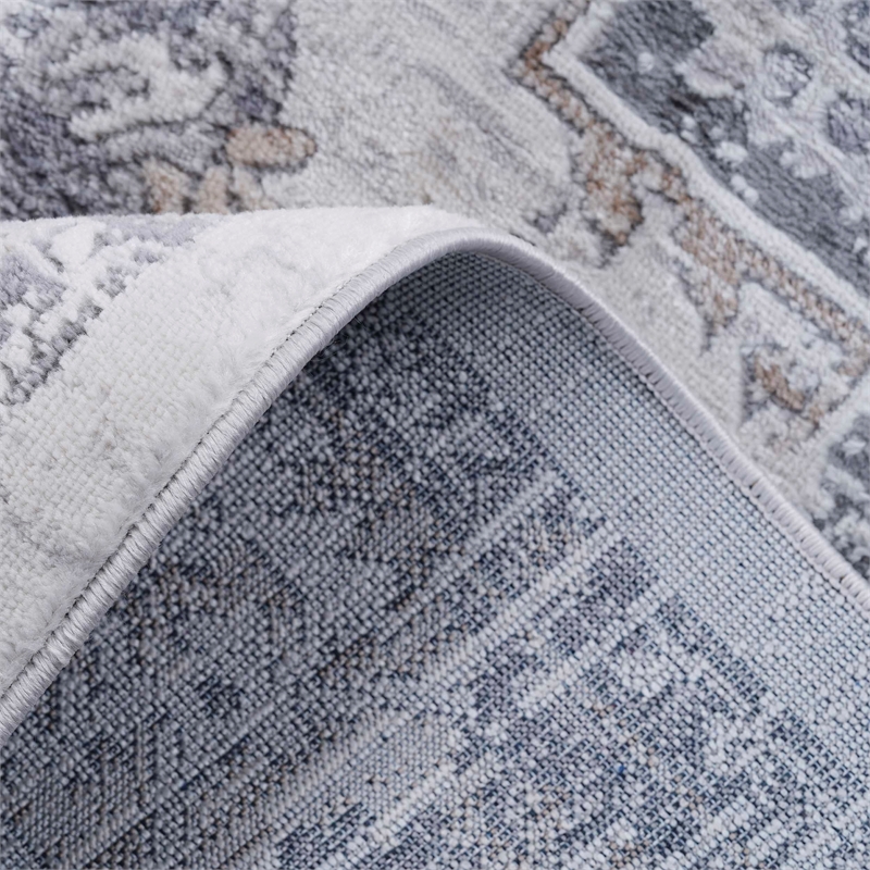 Usak Collection 7' x 10' Ivory/Beige Oriental Distressed Non-Shedding Area Rug