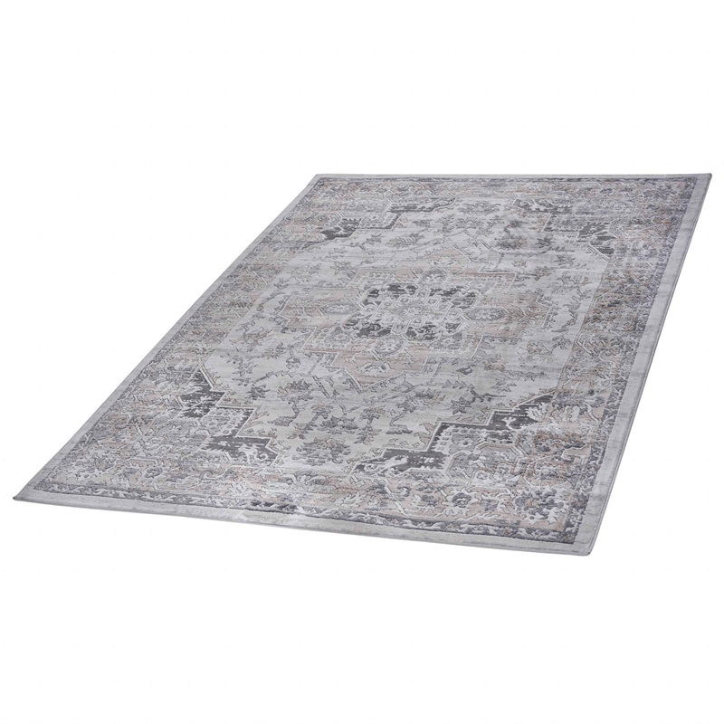 Usak Collection 7' x 10' Ivory/Beige Oriental Distressed Non-Shedding Area Rug