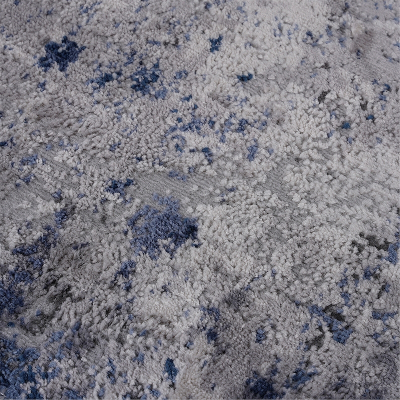 Usak Collection 2' x 8' Silver/Blue Oriental Distressed Non-Shedding Area Rug