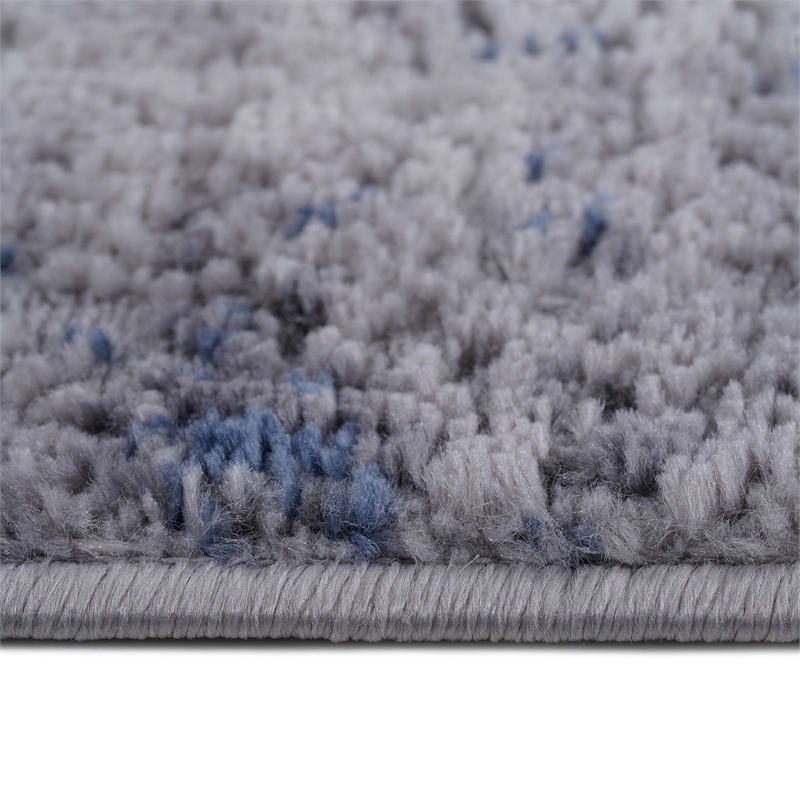 Usak Collection 2' x 8' Silver/Blue Oriental Distressed Non-Shedding Area Rug