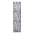 Usak Collection 2' x 8' Silver/Blue Oriental Distressed Non-Shedding Area Rug