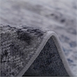Usak Collection 5' x 7' Silver/Blue Oriental Distressed Non-Shedding Area Rug