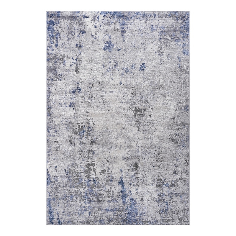 Usak Collection 5' x 7' Silver/Blue Oriental Distressed Non-Shedding Area Rug