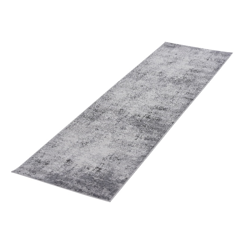 Usak Collection 2' x 8' Light Gray Oriental Distressed Non-Shedding Area Rug
