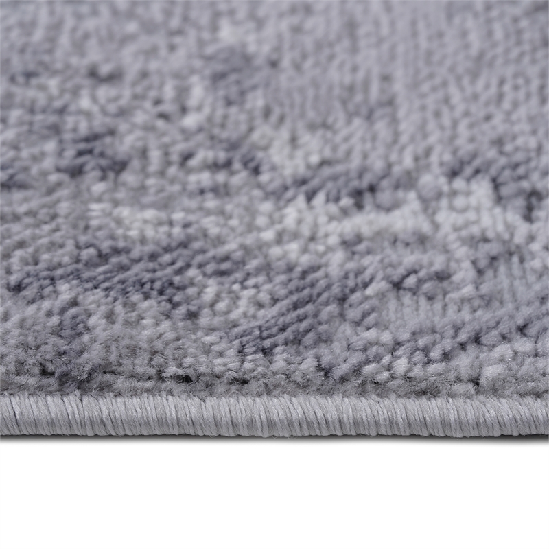 Usak Collection 7' x 10' Light Gray Oriental Distressed Non-Shedding Area Rug