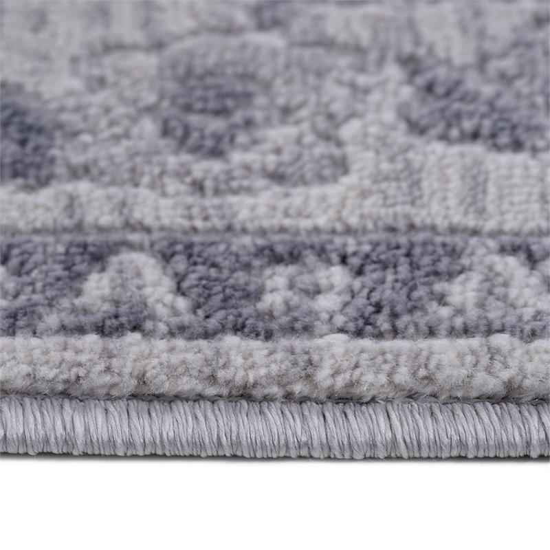 Usak Collection 2' x 8' Gray/Silver Oriental Distressed Non-Shedding Area Rug