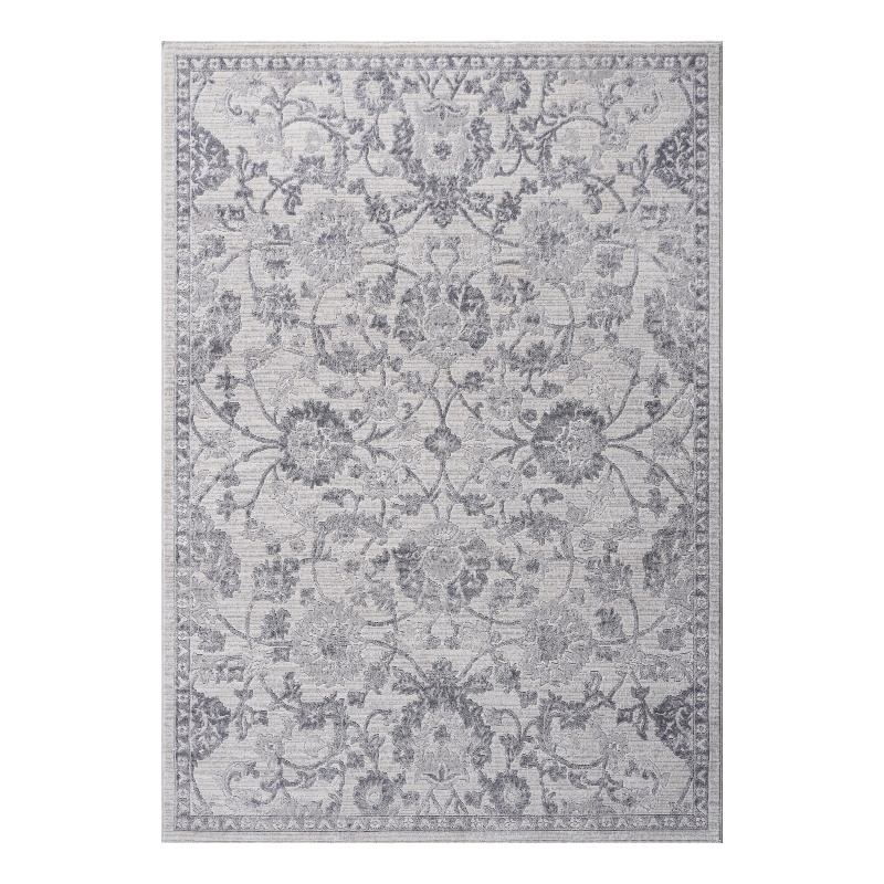 Usak Collection 5' x 7' Gray/Silver Oriental Distressed Non-Shedding Area Rug