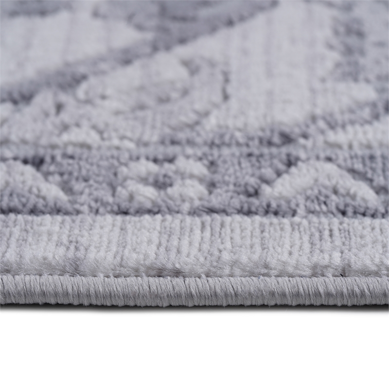 Usak Collection 7' x 10' Gray/Silver Oriental Distressed Non-Shedding Area Rug
