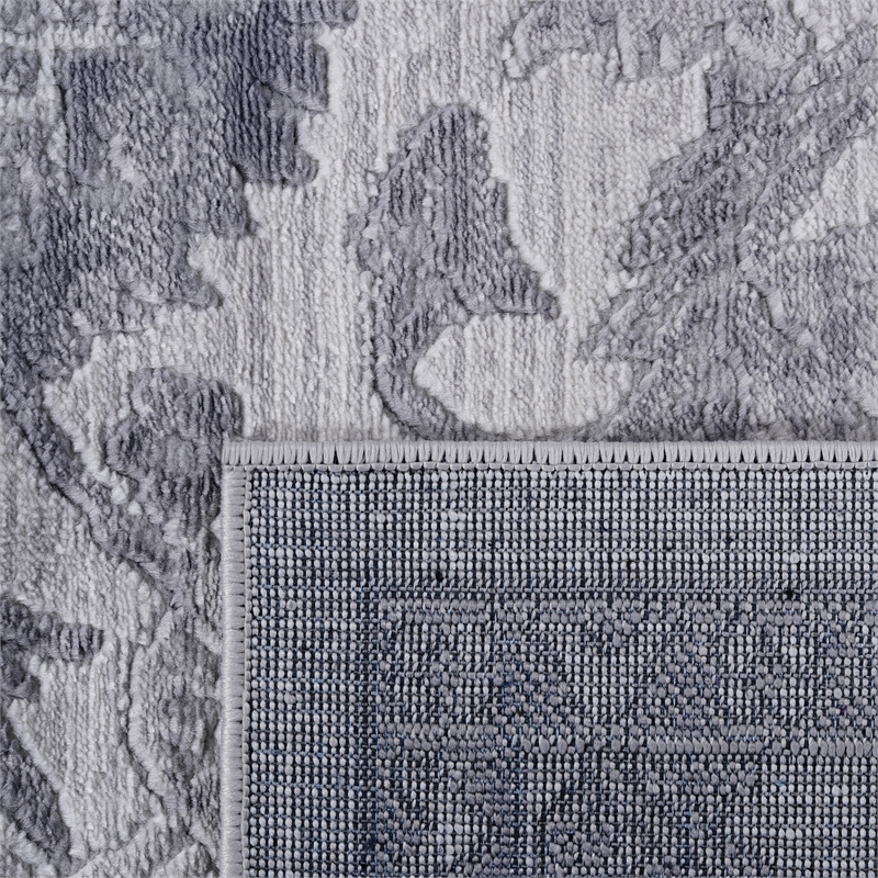 Usak Collection 7' x 10' Gray/Silver Oriental Distressed Non-Shedding Area Rug