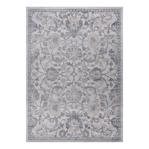 Usak Collection 5' x 7' Sand/Ivory Oriental Distressed Non-Shedding Area Rug