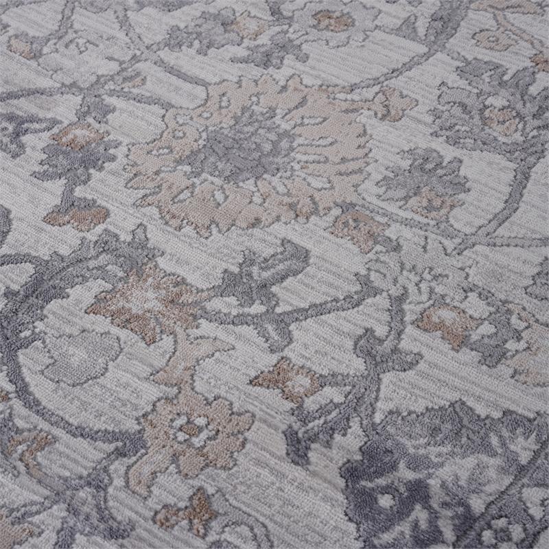Usak Collection 7' x 10' Sand/Ivory Oriental Distressed Non-Shedding Area Rug