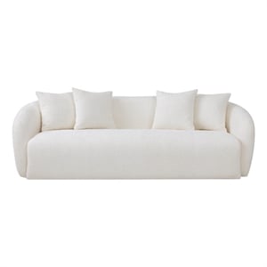 Lidar Modern Japandi Style Tight Back Boucle Fabric Couch in Cream