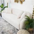 Lidar Modern Japandi Style Tight Back Boucle Fabric Couch in Cream
