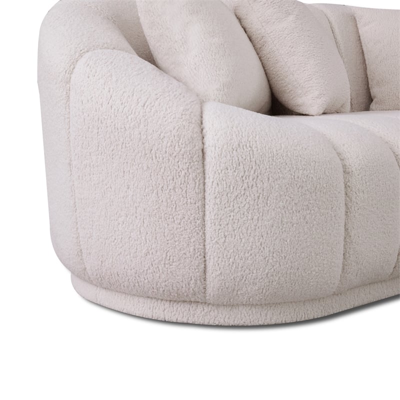 Forest Modern Japandi Style Tight  Back  Boucle Couch in White