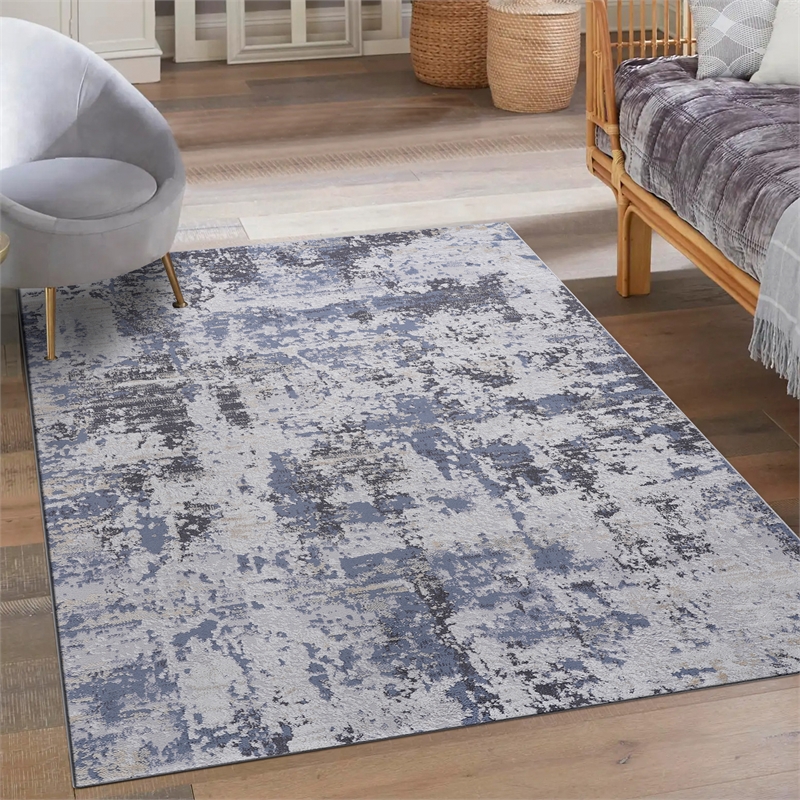 Bunyan Collection Traditional Vintage Gray/Denim Area Rug (7'9'' x 10')