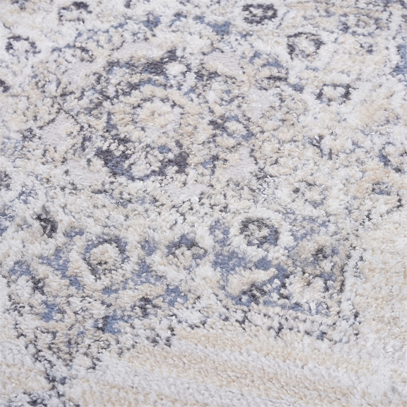 Bunyan Collection Traditional Vintage Cream/Blue Area Rug (2'2'' x 8')