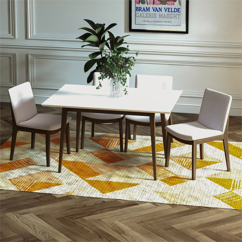 Adir Modern Solid Wood Walnut Dining Room&Kitchen Table and 4 Chair Set