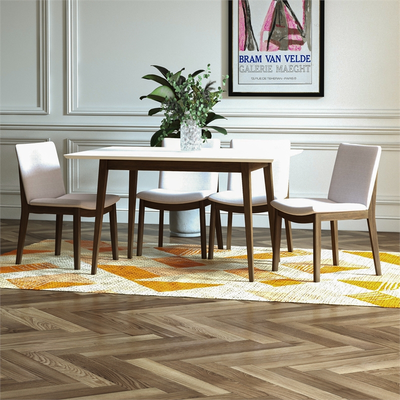 Adir Modern Solid Wood Walnut Dining Room&Kitchen Table and 4 Chair Set