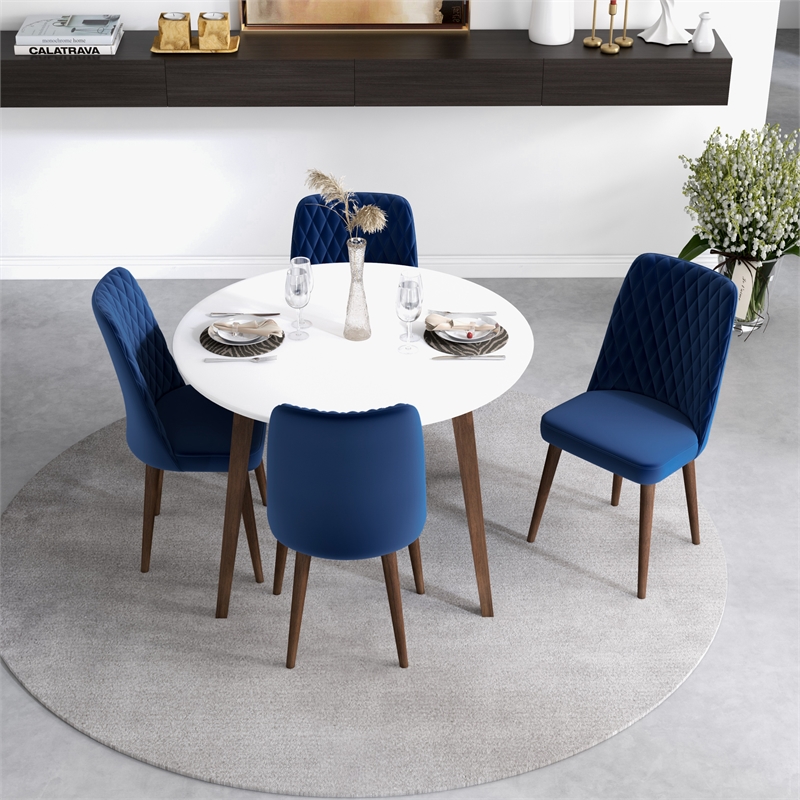 Palm Mid Century Modern Solid Wood Walnut 5 Piece Dining Room Set