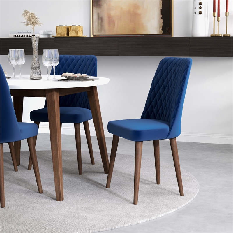 Palm Mid Century Modern Solid Wood Walnut 5 Piece Dining Room Set