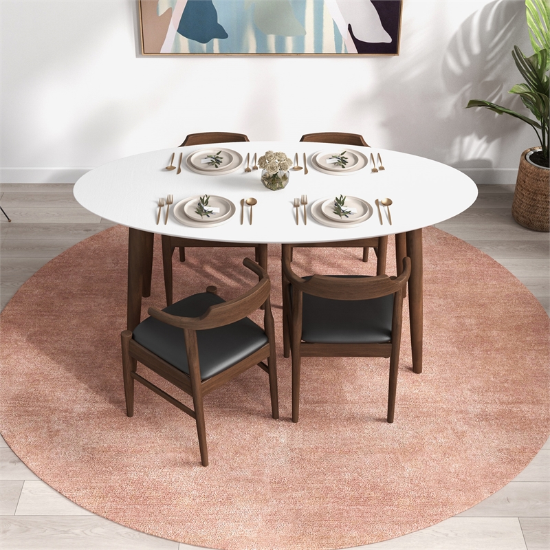 Ruxos 5 Piece Solid Wood Dining Set in Walnut/White