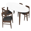 Ruxos 5 Piece Solid Wood Dining Set in Walnut/White
