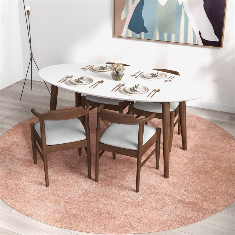 Ruxos 5 Piece Solid Wood Dining Set in Walnut Brown/Gray