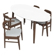 Ruxos 5 Piece Solid Wood Dining Set in Walnut Brown/Gray