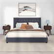 Elda Mid Century Modern Gray Velvet Upholstered King Platform Bed